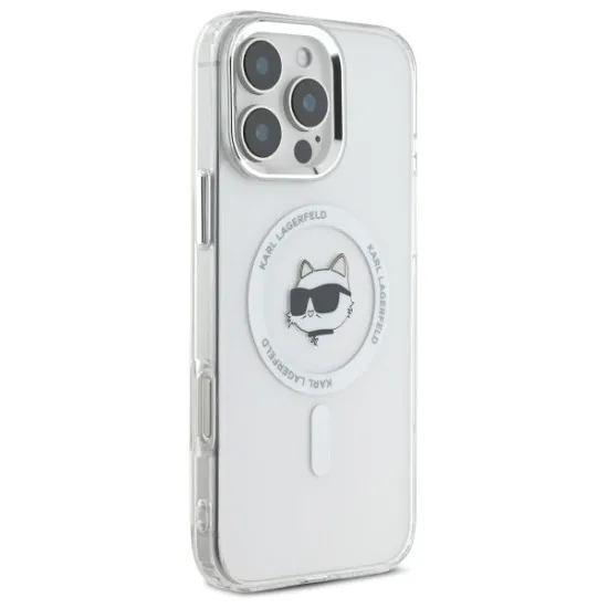 Husa pentru iPhone 16 Pro Max - Karl Lagerfeld IML MagSafe (KLHMP16XHLSCHH) - White Metal Choupette`s Head Husa pentru iPhone 16 Pro Max - Karl Lagerfeld IML MagSafe (KLHMP16XHLSCHH) - White Metal Choupette`s Head