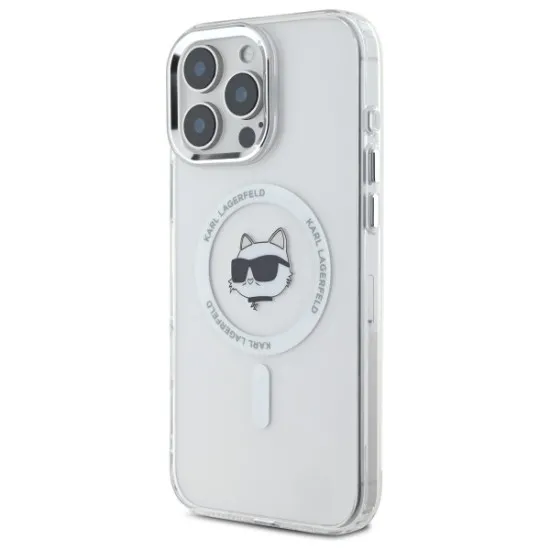 Husa pentru iPhone 16 Pro Max - Karl Lagerfeld IML MagSafe (KLHMP16XHLSCHH) - White Metal Choupette`s Head Husa pentru iPhone 16 Pro Max - Karl Lagerfeld IML MagSafe (KLHMP16XHLSCHH) - White Metal Choupette`s Head