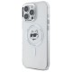 Husa pentru iPhone 16 Pro Max - Karl Lagerfeld IML MagSafe (KLHMP16XHLSCHH) - White Metal Choupette`s Head