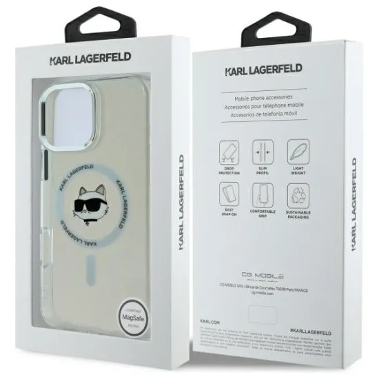 Husa pentru iPhone 16 Pro Max - Karl Lagerfeld IML MagSafe (KLHMP16XHLSCHH) - White Metal Choupette`s Head Husa pentru iPhone 16 Pro Max - Karl Lagerfeld IML MagSafe (KLHMP16XHLSCHH) - White Metal Choupette`s Head