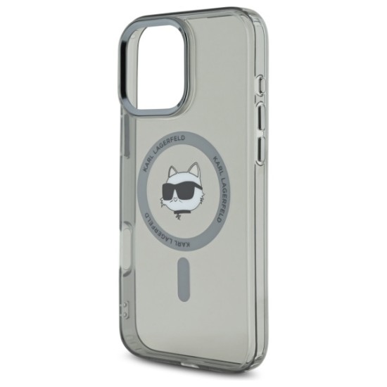 Husa pentru iPhone 16 Pro Max - Karl Lagerfeld IML MagSafe (KLHMP16XHLSCHK) - Metal Choupette`s Head