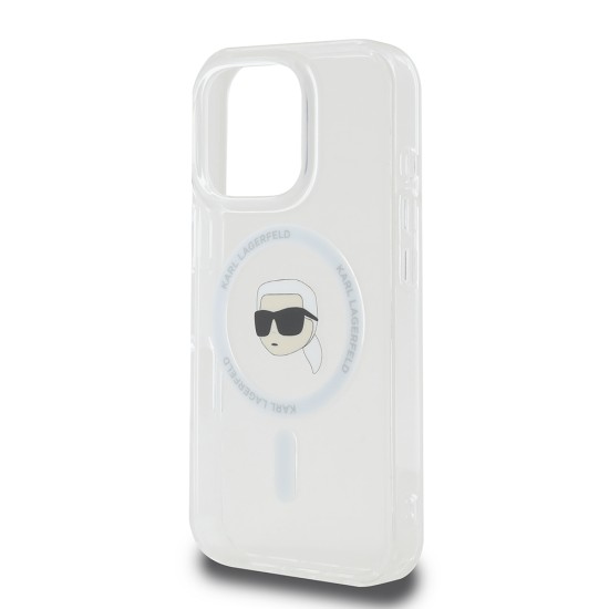 Husa pentru iPhone 16 Pro Max - Karl Lagerfeld IML MagSafe (KLHMP16XHLSKIH) - White Karl`s Head