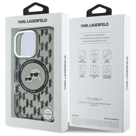 Husa pentru iPhone 16 Pro Max - Karl Lagerfeld IML MagSafe (KLHMP16XHMCKMHK) - Monogram Karl&Choupette Head