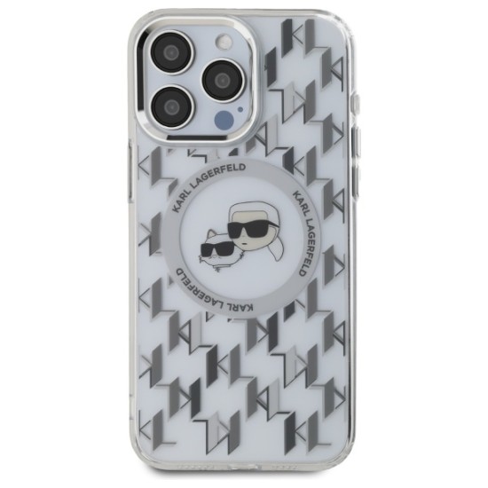 Husa pentru iPhone 16 Pro Max - Karl Lagerfeld IML MagSafe (KLHMP16XHMCKMHT) - Transparent Monogram Karl&Choupette Head