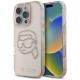 Husa pentru iPhone 16 Pro Max - Karl Lagerfeld IML Rhinestones (KLHCP16XHKHDCELP) - Pink Karl Head