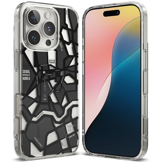 Husa pentru iPhone 16 Pro Max - Ringke Fusion Design - Seoul Map Black Husa pentru iPhone 16 Pro Max - Ringke Fusion Design - Seoul Map Black