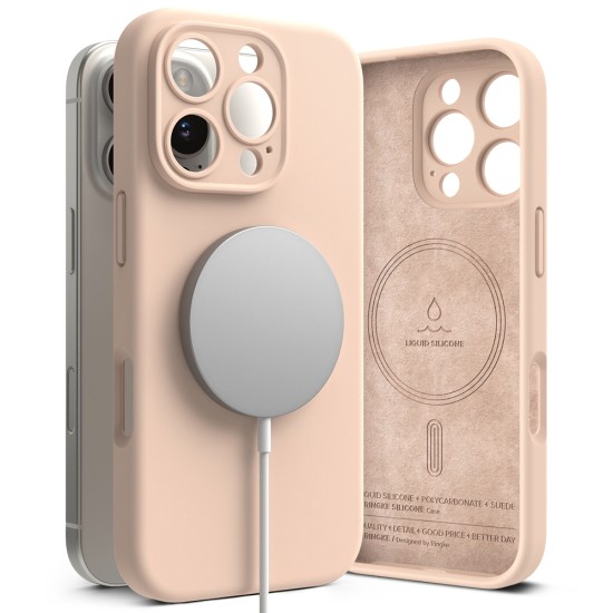 Husa pentru iPhone 16 Pro Max - Ringke Silicone Magnetic MagSafe - Pink Sand Husa pentru iPhone 16 Pro Max - Ringke Silicone Magnetic MagSafe - Pink Sand