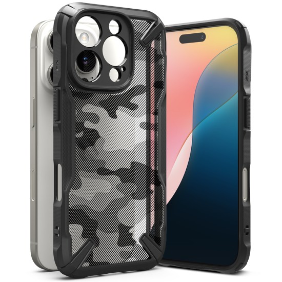 Husa pentru iPhone 16 Pro - Ringke Fusion X Design - Camo Black Husa pentru iPhone 16 Pro - Ringke Fusion X Design - Camo Black