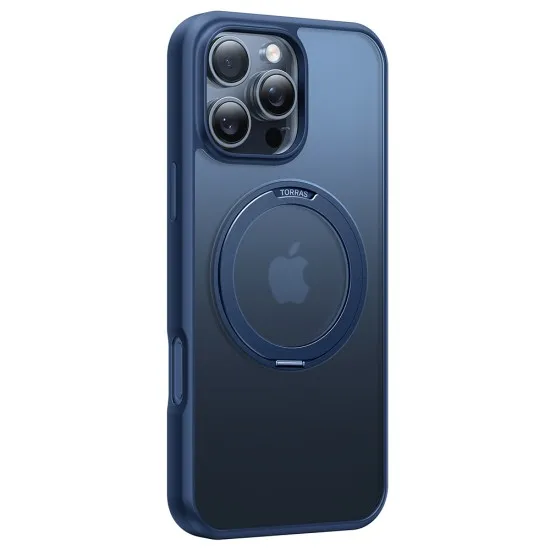 Husa pentru iPhone 16 Pro - Torras Ostand Pro Series - Navy Blue Husa pentru iPhone 16 Pro - Torras Ostand Pro Series - Navy Blue