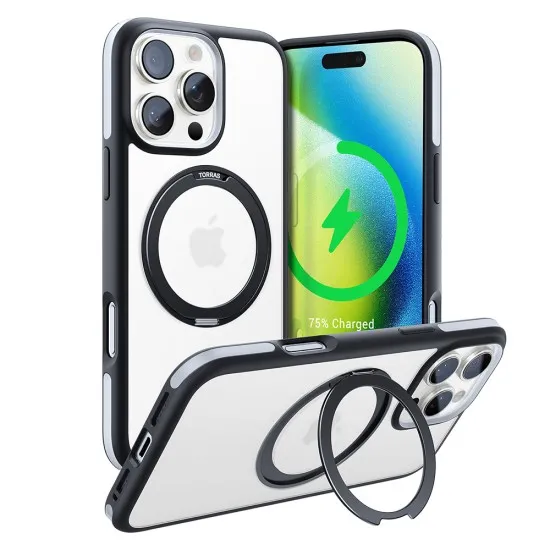 Husa pentru iPhone 16 Pro - Torras Ostand R Fusion Series - Black Husa pentru iPhone 16 Pro - Torras Ostand R Fusion Series - Black