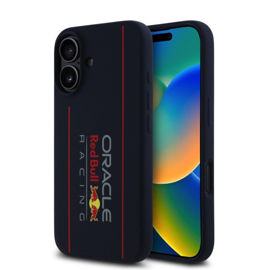 Husa pentru iPhone 16 - Red Bull Racing Silicone Oversize Vertical Logo MagSafe (RBHMP16S24SIOLRV) - Navy