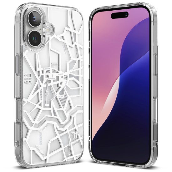 Husa pentru iPhone 16 - Ringke Fusion Design - Seoul Map White Husa pentru iPhone 16 - Ringke Fusion Design - Seoul Map White