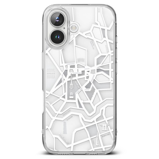 Husa pentru iPhone 16 - Ringke Fusion Design - Seoul Map White Husa pentru iPhone 16 - Ringke Fusion Design - Seoul Map White