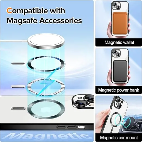 Husa pentru iPhone 16 - Techsuit Luxury Crystal MagSafe - Silver Husa pentru iPhone 16 - Techsuit Luxury Crystal MagSafe - Silver