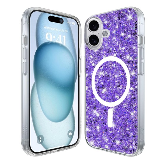 Husa pentru iPhone 16 - Techsuit Sparkly Glitter MagSafe - Purple