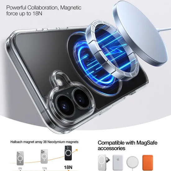 Husa pentru iPhone 16 - Torras Ostand Pro Series - Clear Husa pentru iPhone 16 - Torras Ostand Pro Series - Clear