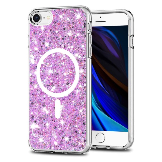 Husa pentru iPhone 7 / 8 / SE 2, SE 2020 / SE 3, SE 2022  - Techsuit Sparkly Glitter MagSafe - Magenta