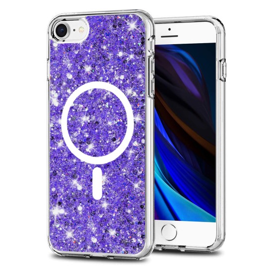 Husa pentru iPhone 7 / 8 / SE 2, SE 2020 / SE 3, SE 2022 - Techsuit Sparkly Glitter MagSafe - Purple