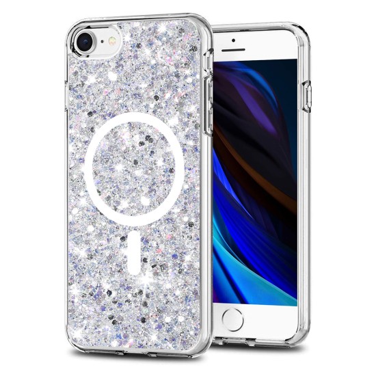 Husa pentru iPhone 7 / 8 / SE 2, SE 2020 / SE 3, SE 2022 - Techsuit Sparkly Glitter MagSafe - White