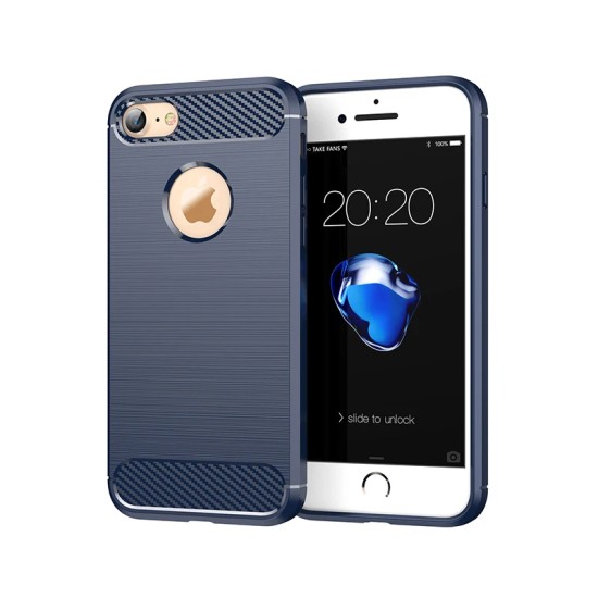 Husa pentru iPhone 7 / 8 - Techsuit Carbon Silicone - Blue