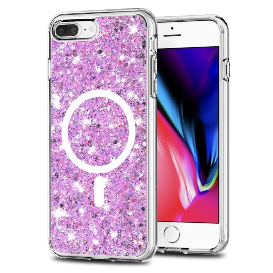 Husa pentru iPhone 7 Plus / 8 Plus - Techsuit Sparkly Glitter MagSafe - Magenta