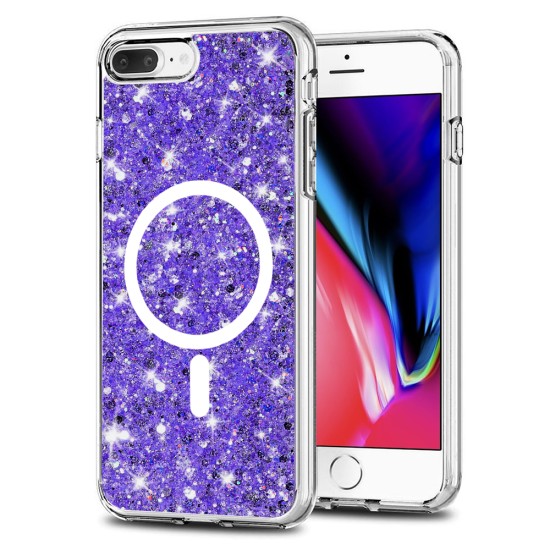 Husa pentru iPhone 7 Plus / 8 Plus - Techsuit Sparkly Glitter MagSafe - Purple