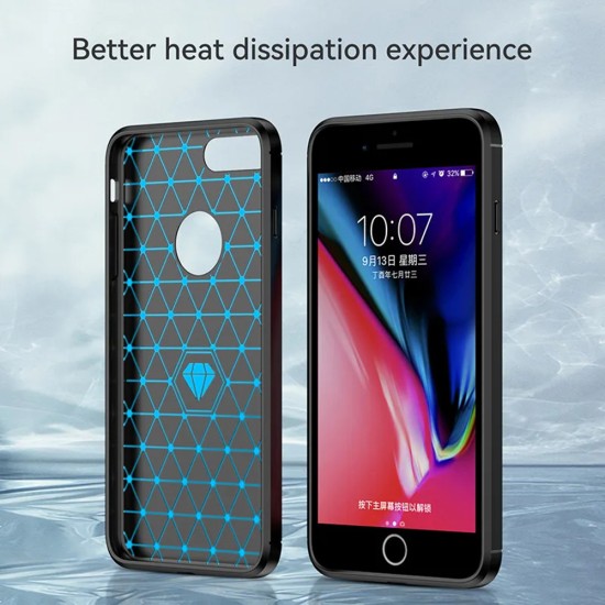 Husa pentru iPhone 7 Plus - Techsuit Carbon Silicone - Blue