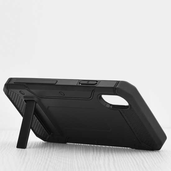 Husa pentru iPhone X, iPhone 10 - Techsuit Hybrid Armor Kickstand - Black