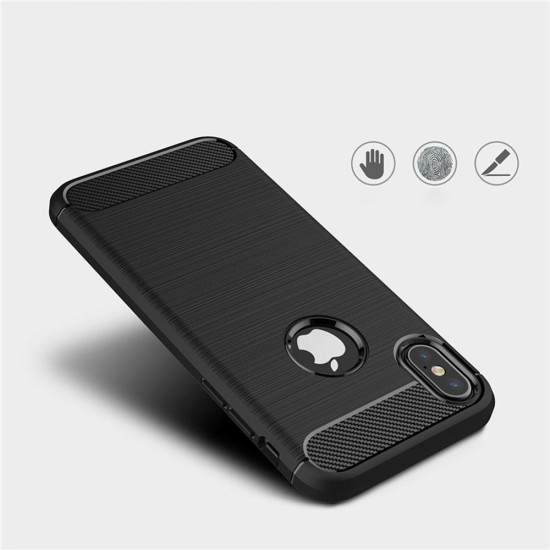 Husa pentru iPhone X / XS - Techsuit Carbon Silicone - Black