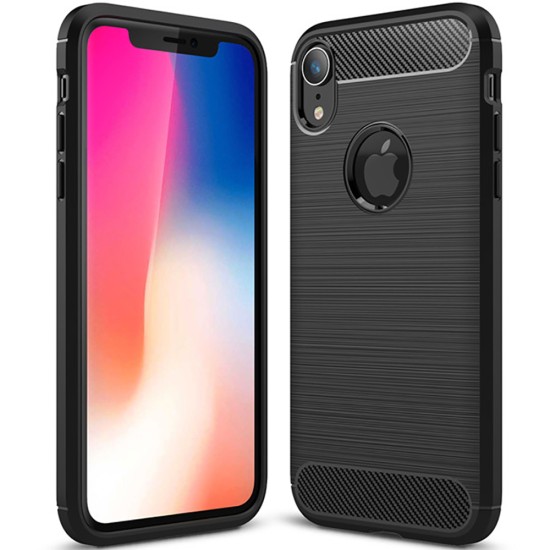 Husa pentru iPhone XR - Techsuit Carbon Silicone - Black