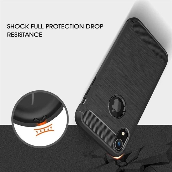 Husa pentru iPhone XR - Techsuit Carbon Silicone - Black