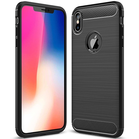 Husa pentru iPhone XS Max - Techsuit Carbon Silicone - Black