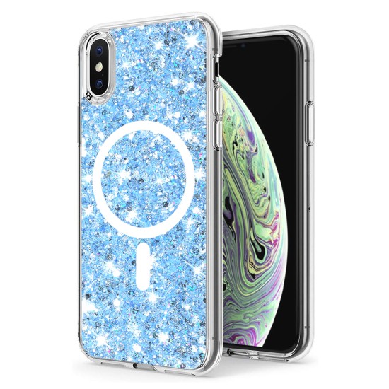 Husa pentru iPhone XS Max - Techsuit Sparkly Glitter MagSafe - Blue