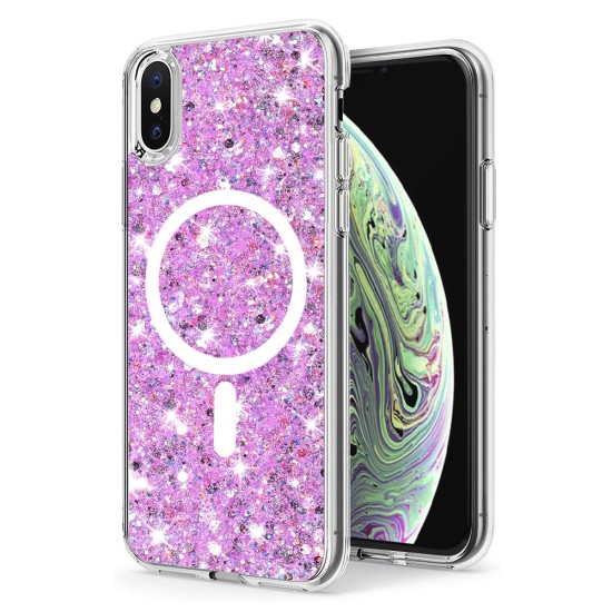 Husa pentru iPhone XS Max - Techsuit Sparkly Glitter MagSafe - Magenta