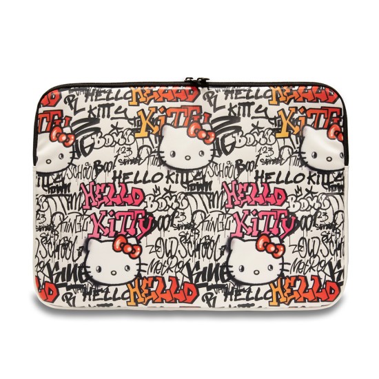 Husa pentru Laptop, 14 - Hello Kitty Sleeve Zip PU Tags Graffiti (HKCSZPDGPTE) - Beige Husa pentru Laptop, 14 - Hello Kitty Sleeve Zip PU Tags Graffiti (HKCSZPDGPTE) - Beige