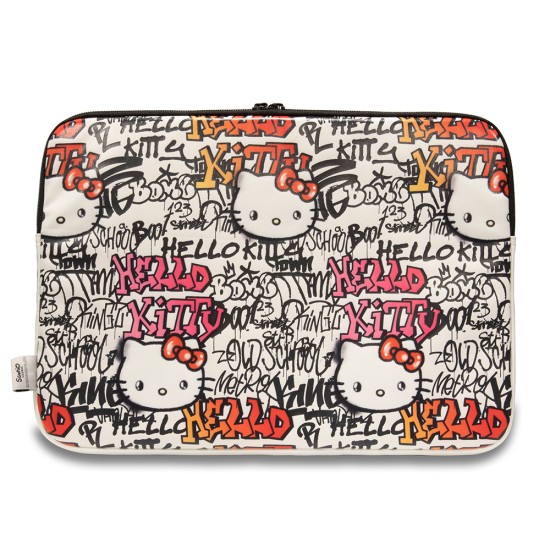 Husa pentru Laptop, 14 - Hello Kitty Sleeve Zip PU Tags Graffiti (HKCSZPDGPTE) - Beige Husa pentru Laptop, 14 - Hello Kitty Sleeve Zip PU Tags Graffiti (HKCSZPDGPTE) - Beige