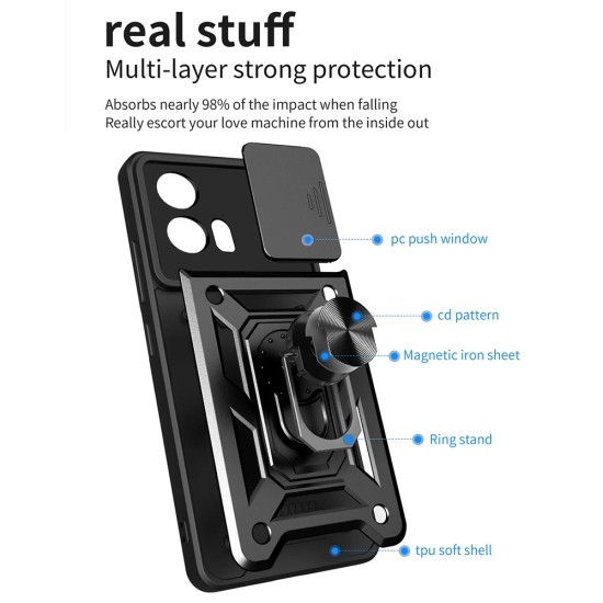 Husa pentru Motorola Edge 30 Fusion - Techsuit CamShield Series - Black