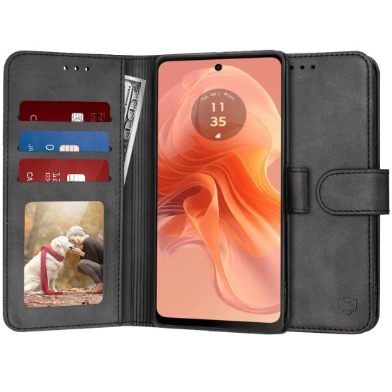 Husa pentru Motorola Moto G04 / Moto G04s / Moto G24 / Moto E14 - Techsuit Diary Book - Black