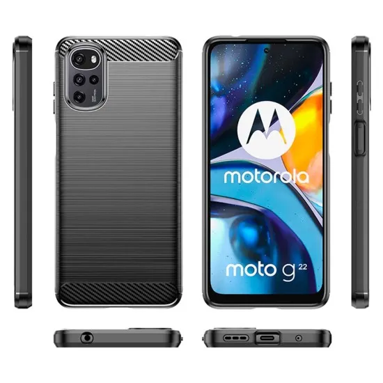 Husa pentru Motorola Moto G22 - Techsuit Carbon Silicone - Black Husa pentru Motorola Moto G22 - Techsuit Carbon Silicone - Black