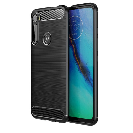 Husa pentru Motorola One Fusion Plus - Techsuit Carbon Silicone - Black