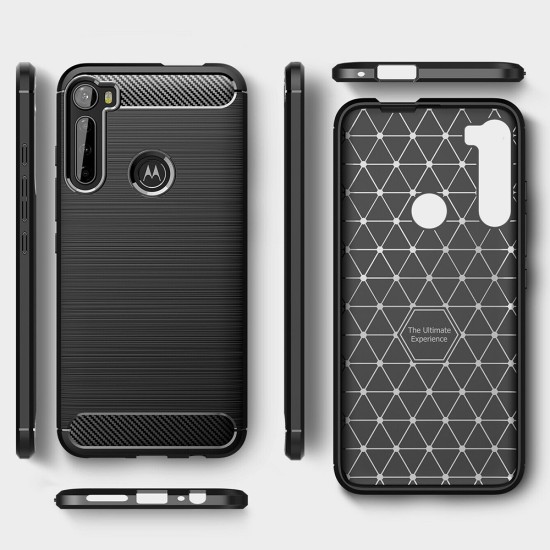 Husa pentru Motorola One Fusion Plus - Techsuit Carbon Silicone - Black