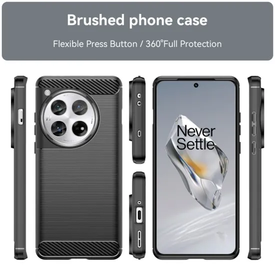 Husa pentru OnePlus 12 - Techsuit Carbon Silicone - Black Husa pentru OnePlus 12 - Techsuit Carbon Silicone - Black