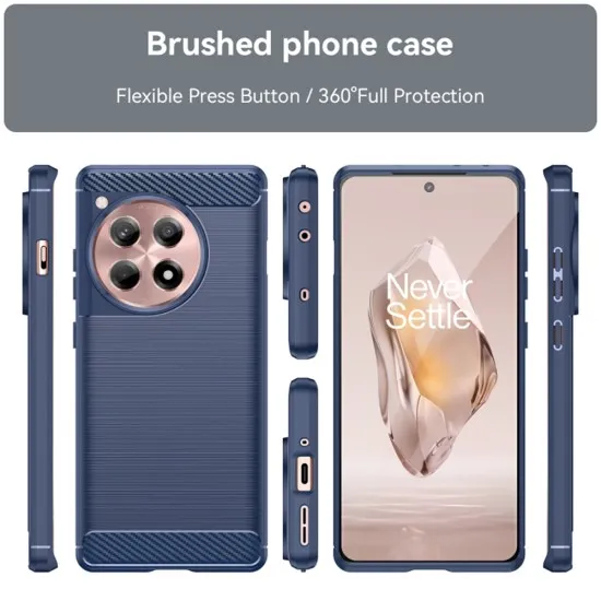 Husa pentru OnePlus 12R - Techsuit Carbon Silicone - Blue Husa pentru OnePlus 12R - Techsuit Carbon Silicone - Blue