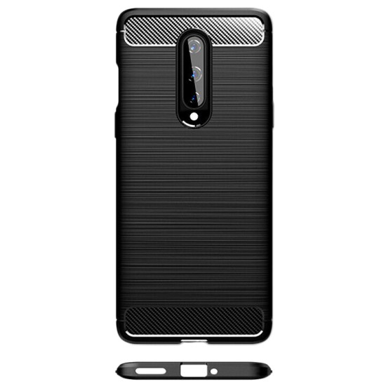 Husa pentru OnePlus 8 - Techsuit Carbon Silicone - Black