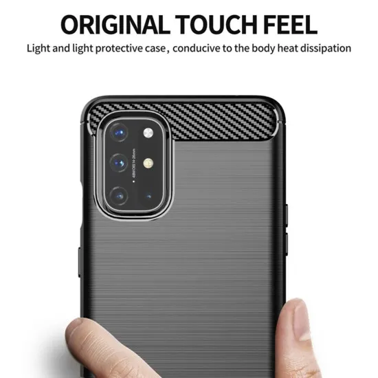 Husa pentru OnePlus 9 - Techsuit Carbon Silicone - Black Husa pentru OnePlus 9 - Techsuit Carbon Silicone - Black