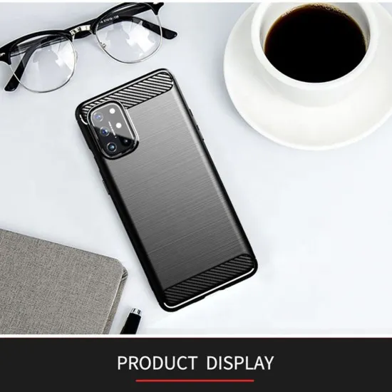 Husa pentru OnePlus 9 - Techsuit Carbon Silicone - Black Husa pentru OnePlus 9 - Techsuit Carbon Silicone - Black