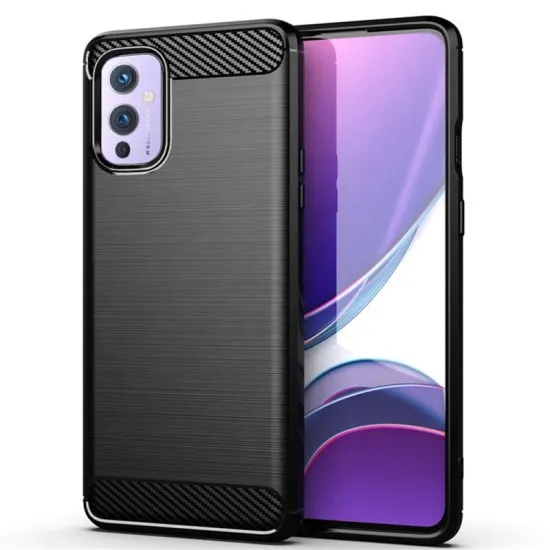 Husa pentru OnePlus 9 - Techsuit Carbon Silicone - Black Husa pentru OnePlus 9 - Techsuit Carbon Silicone - Black