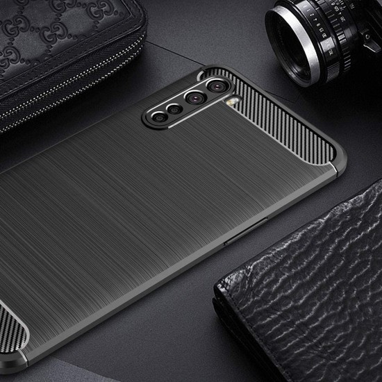 Husa pentru OnePlus Nord 5G - Techsuit Carbon Silicone - Black