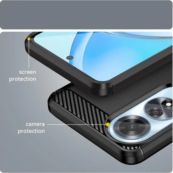 Husa pentru Oppo A60 - Techsuit Carbon Silicone - Black Husa pentru Oppo A60 - Techsuit Carbon Silicone - Black