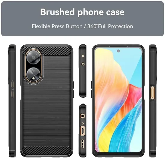 Husa pentru Oppo A98 5G - Techsuit Carbon Silicone - Blue Husa pentru Oppo A98 5G - Techsuit Carbon Silicone - Blue